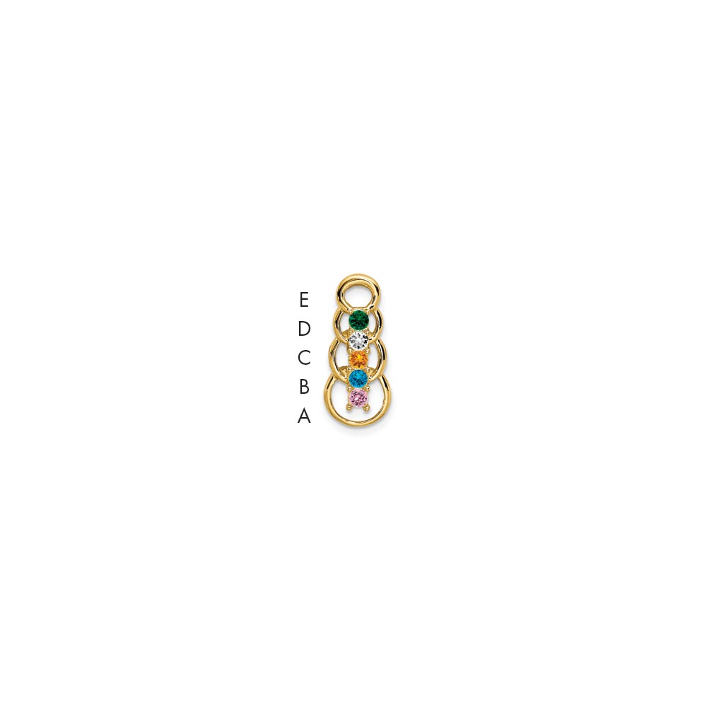 14K Yellow Gold 5 Synthetic Stone Family Pendant