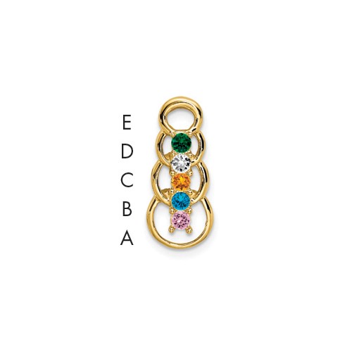 14K Yellow Gold 5 Synthetic Stone Family Pendant
