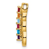 14K Yellow Gold 6 Genuine Stone Family Pendant view 3