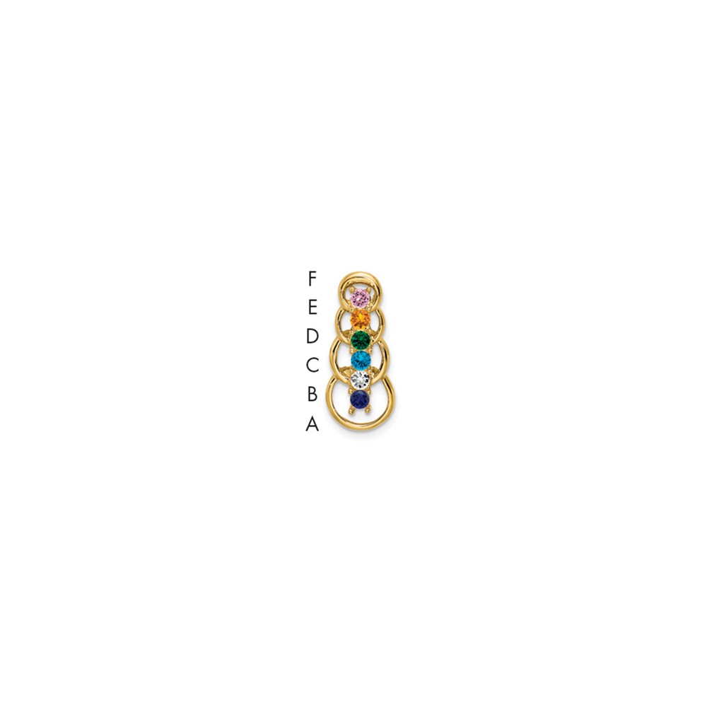 14K Yellow Gold 6 Genuine Stone Family Pendant
