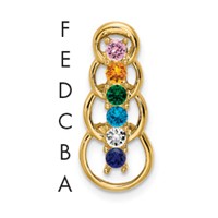 14K Yellow Gold 6 Genuine Stone Family Pendant view 1
