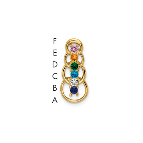 14K Yellow Gold 6 Genuine Stone Family Pendant