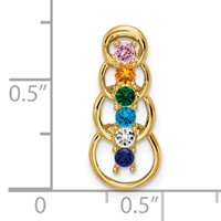 14K Yellow Gold 6 Genuine Stone Family Pendant view 5