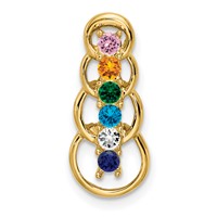 14K Yellow Gold 6 Genuine Stone Family Pendant view 2