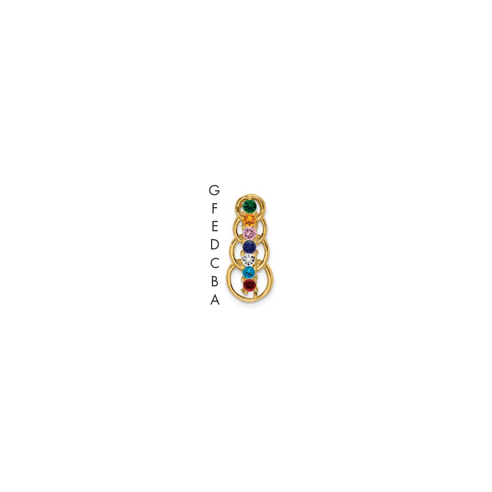 14K Yellow Gold 7 Synthetic Stone Family Pendant