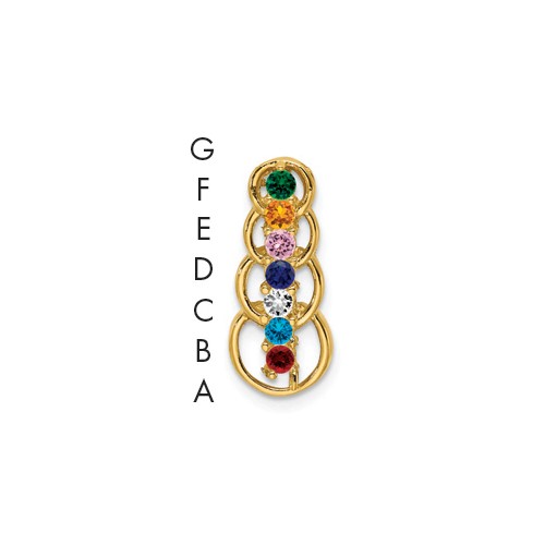 14K Yellow Gold 7 Genuine Stone Family Pendant