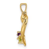14K Yellow Gold 2 Synthetic Stone Family Pendant view 3