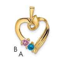 14K Yellow Gold 2 Synthetic Stone Family Pendant view 1