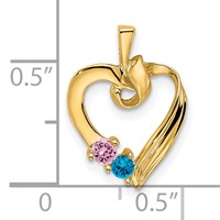 14K Yellow Gold 2 Synthetic Stone Family Pendant view 5