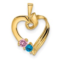 14K Yellow Gold 2 Synthetic Stone Family Pendant view 2