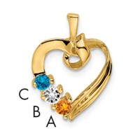 14K Yellow Gold 3 Synthetic Stone Family Pendant view 1