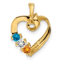 14K Yellow Gold 3 Synthetic Stone Family Pendant view 2