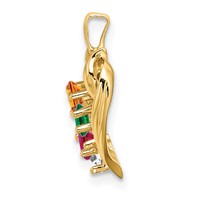 14K Yellow Gold 4 Genuine Stone Family Pendant view 3