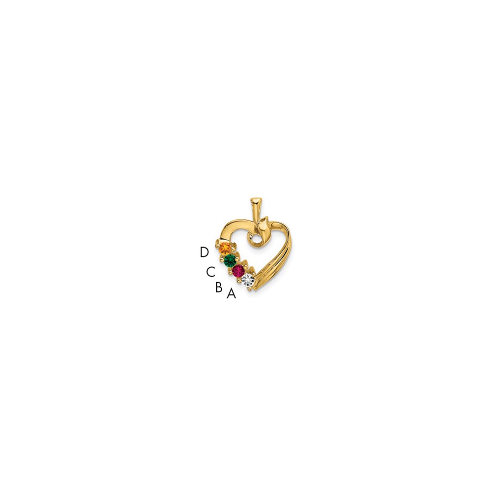 14K Yellow Gold 4 Genuine Stone Family Pendant