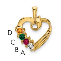 14K Yellow Gold 4 Genuine Stone Family Pendant view 1