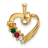14K Yellow Gold 4 Genuine Stone Family Pendant view 2