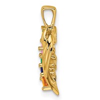 14K Yellow Gold 5 Synthetic Stone Family Pendant view 3