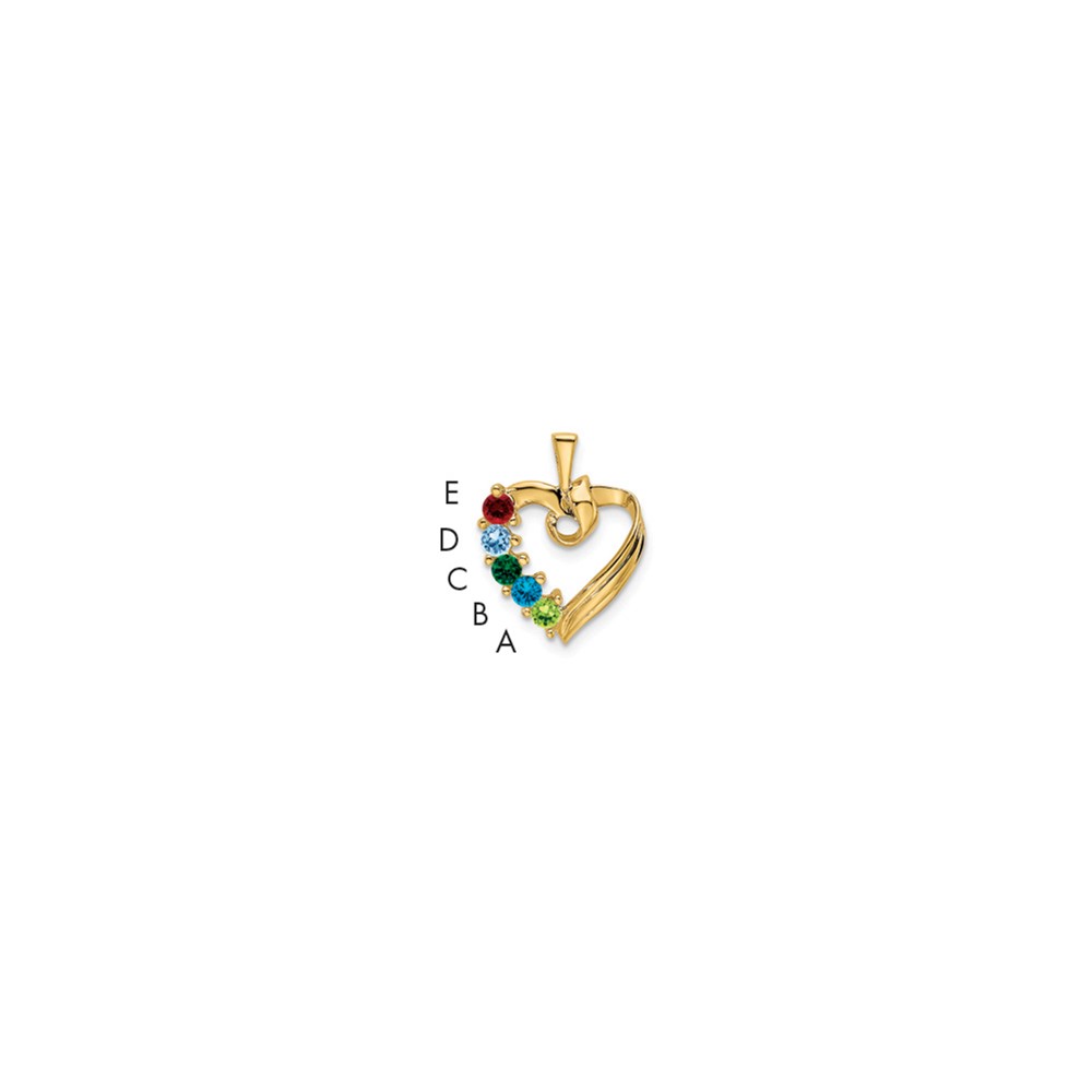 14K Yellow Gold 5 Synthetic Stone Family Pendant