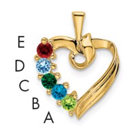 14K Yellow Gold 5 Synthetic Stone Family Pendant view 1