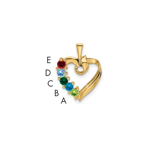 14K Yellow Gold 5 Synthetic Stone Family Pendant