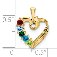 14K Yellow Gold 5 Synthetic Stone Family Pendant view 5