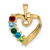 14K Yellow Gold 5 Synthetic Stone Family Pendant view 2