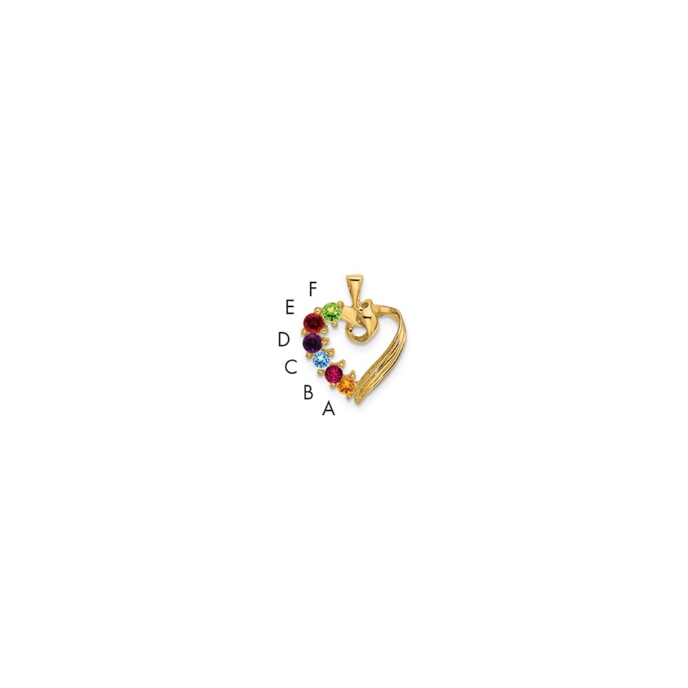 14K Yellow Gold 6 Synthetic Stone Family Pendant