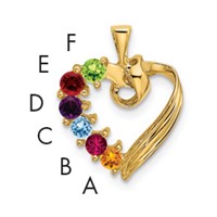 14K Yellow Gold 6 Synthetic Stone Family Pendant view 1