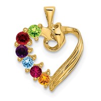 14K Yellow Gold 6 Synthetic Stone Family Pendant view 2