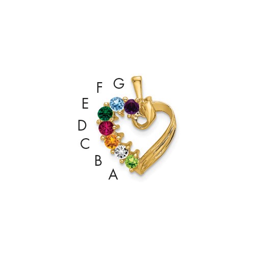 14K Yellow Gold 7 Synthetic Stone Family Pendant