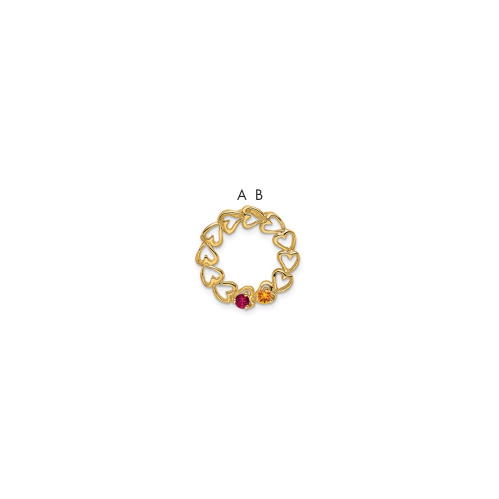 14K Yellow Gold 2 Synthetic Stone Family Pendant