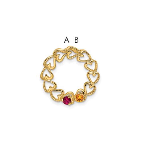 14K Yellow Gold 2 Synthetic Stone Family Pendant