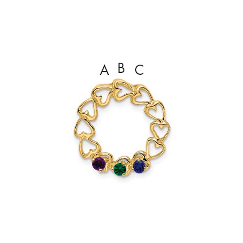 14K Yellow Gold 3 Synthetic Stone Family Pendant