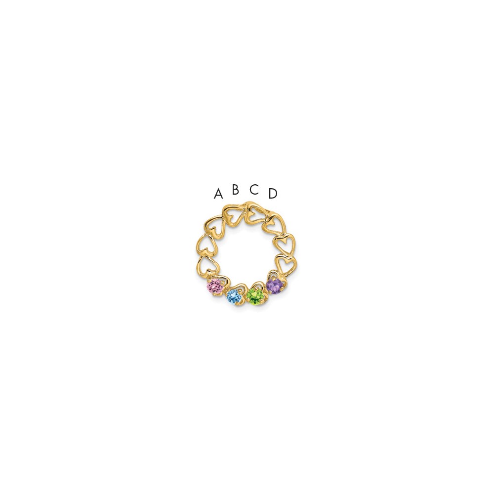 14K Yellow Gold 4 Genuine Stone Family Pendant