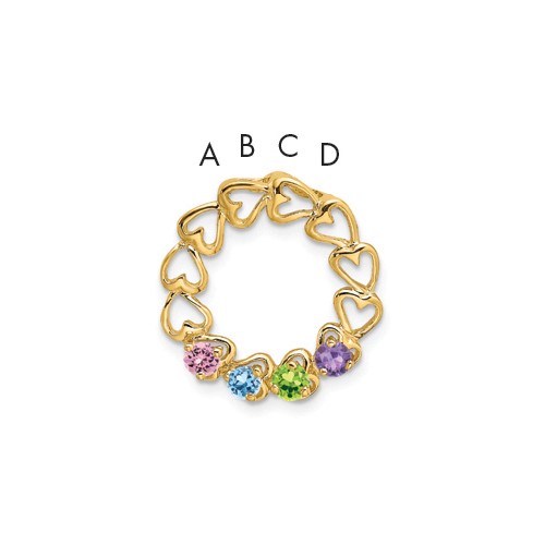 14K Yellow Gold 4 Genuine Stone Family Pendant