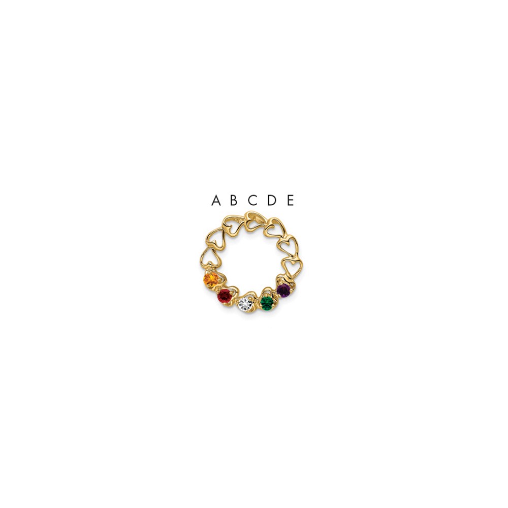 14K Yellow Gold 5 Synthetic Stone Family Pendant