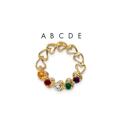 14K Yellow Gold 5 Synthetic Stone Family Pendant