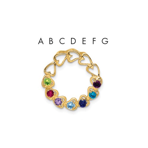 14K Yellow Gold 7 Synthetic Stone Family Pendant