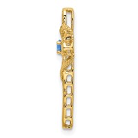 14K Yellow Gold Genuine 1 Stone Mother's Cross Pendant view 2
