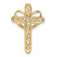 14K Yellow Gold Genuine 1 Stone Mother's Cross Pendant view 3