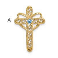 14K Yellow Gold Genuine 1 Stone Mother's Cross Pendant view 5