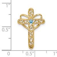 14K Yellow Gold Genuine 1 Stone Mother's Cross Pendant view 4