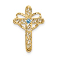 14K Yellow Gold Genuine 1 Stone Mother's Cross Pendant view 1