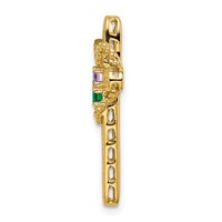 14K Yellow Gold Synthetic Diamond Family Jewelry Pendant view 2