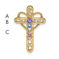 14K Yellow Gold Synthetic Diamond Family Jewelry Pendant view 5