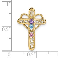 14K Yellow Gold Synthetic Diamond Family Jewelry Pendant view 4