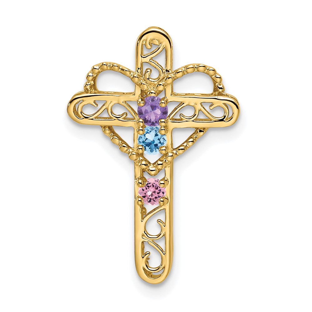 14K Yellow Gold Synthetic Diamond Family Jewelry Pendant