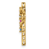 14K Yellow Gold Genuine 4 Stone Mother's Cross Pendant view 2