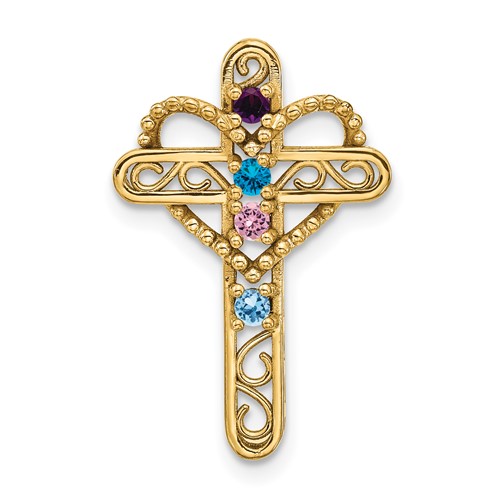 14K Yellow Gold Synthetic Diamond Family Jewelry Pendant