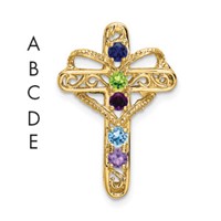 14K Yellow Gold Synthetic Diamond Family Jewelry Pendant view 5